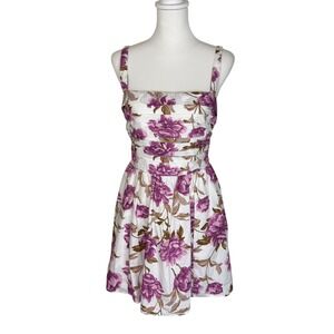 Abercrombie & Fitch Purple Floral Pleated Smocked Mini Dress Womens Medium